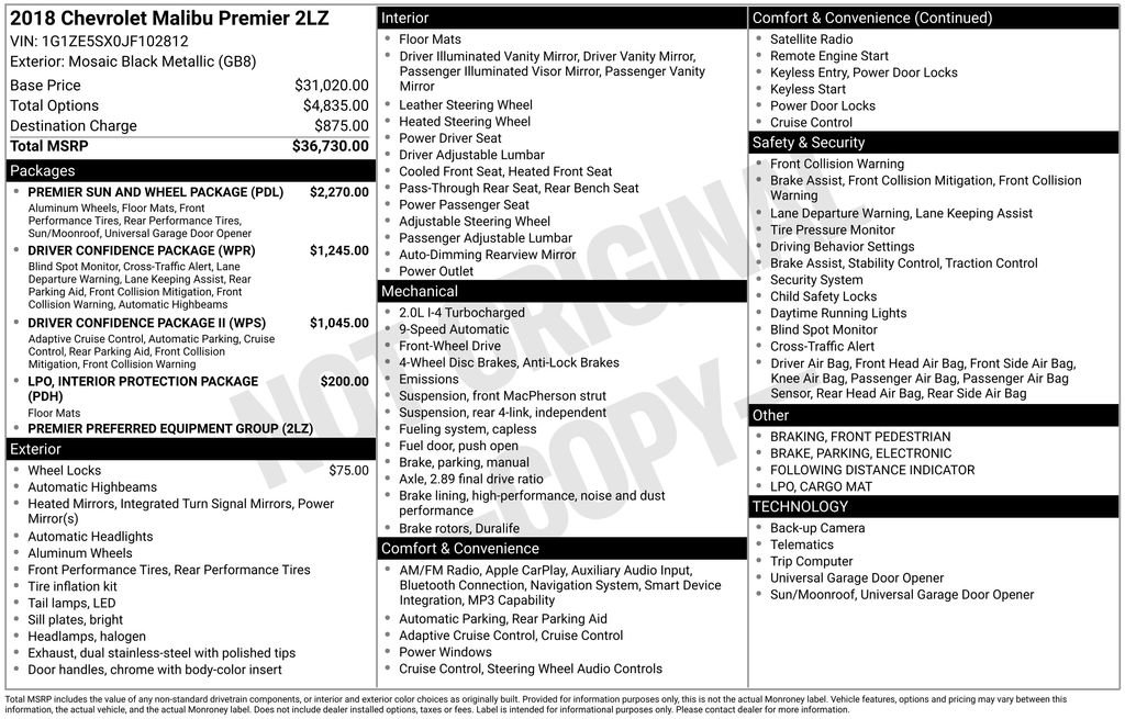 Used 2018 Chevrolet Malibu Premier w/ Premier Sun and Wheel Package FWD image 28