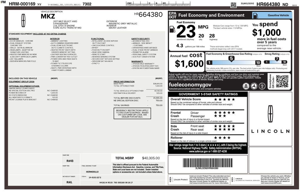 Used 2017 Lincoln MKZ Select image 8