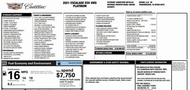 Used 2021 Cadillac Escalade ESV Premium Luxury Platinum image 32