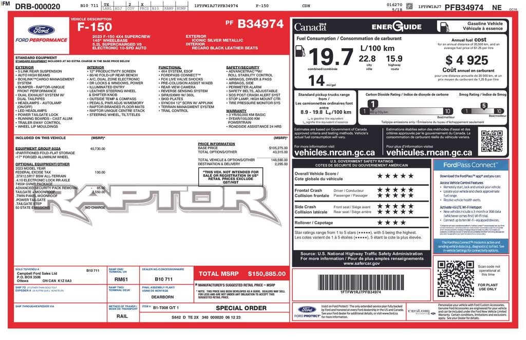 Used 2023 Ford F150 Raptor w/ Equipment Group 802A Raptor R AWD/4WD image 9