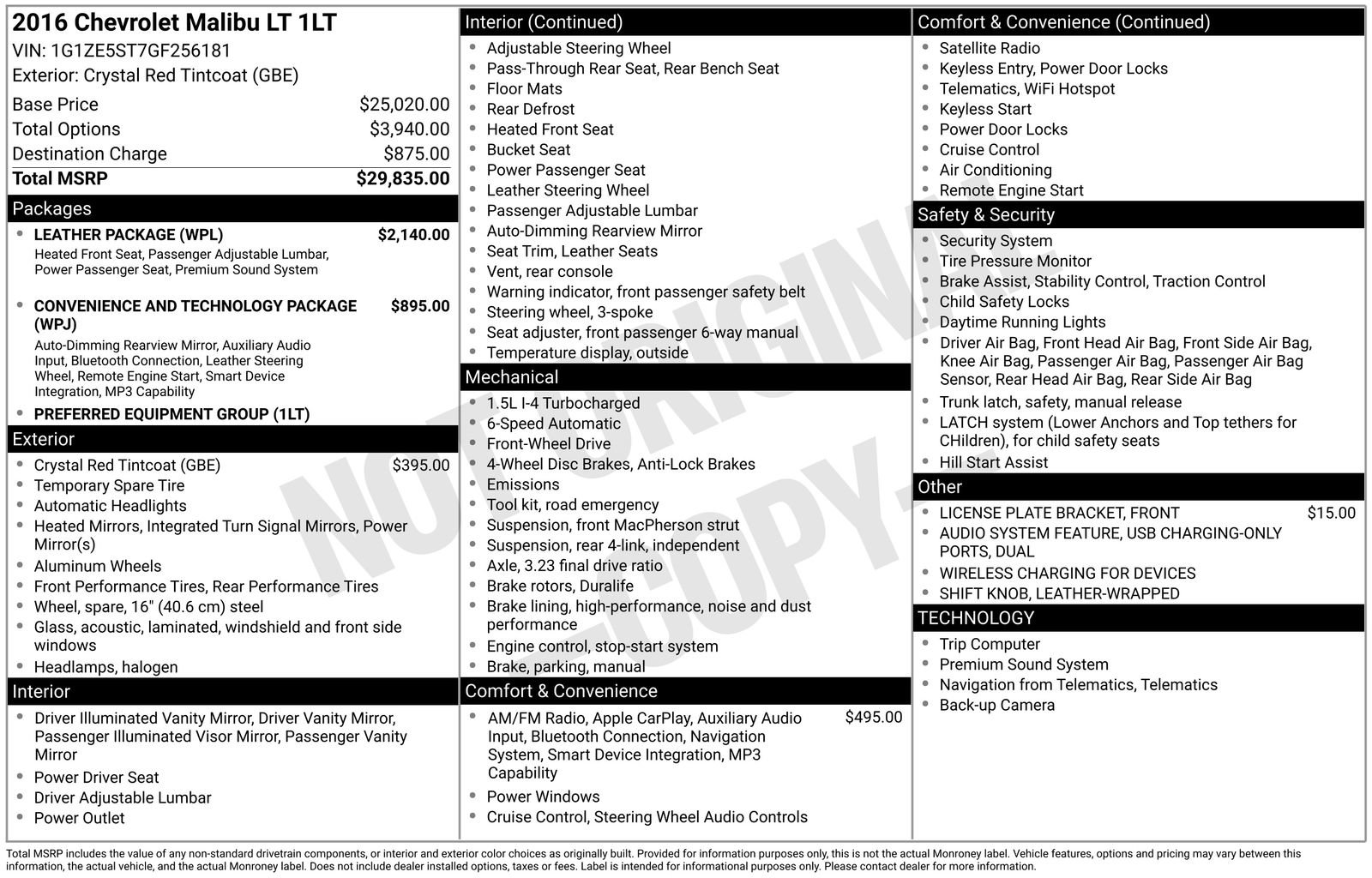 Used 2016 Chevrolet Malibu LT w/ Leather Package FWD image 35