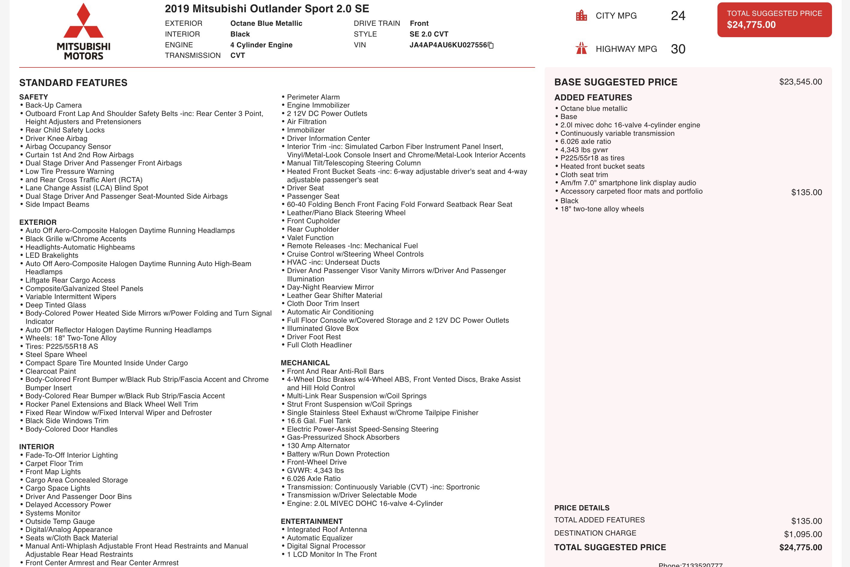 Used 2019 Mitsubishi Outlander Sport SE image 6