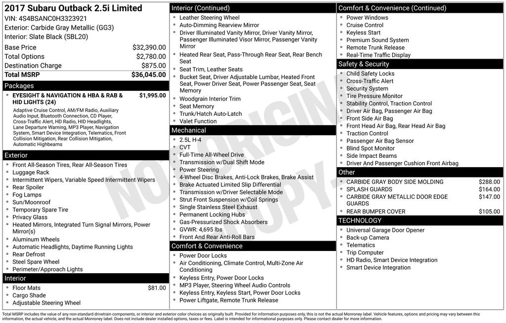 Used 2017 Subaru Outback 2.5i Limited image 35