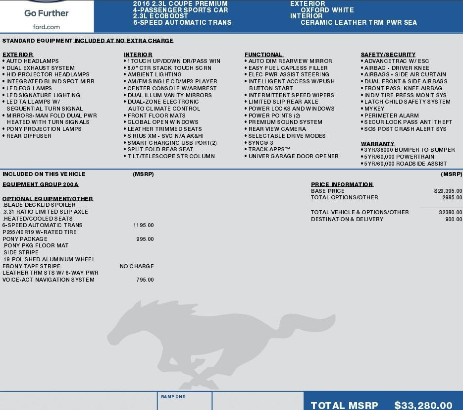 Used 2016 Ford Mustang Premium w/ Pony Package RWD image 2