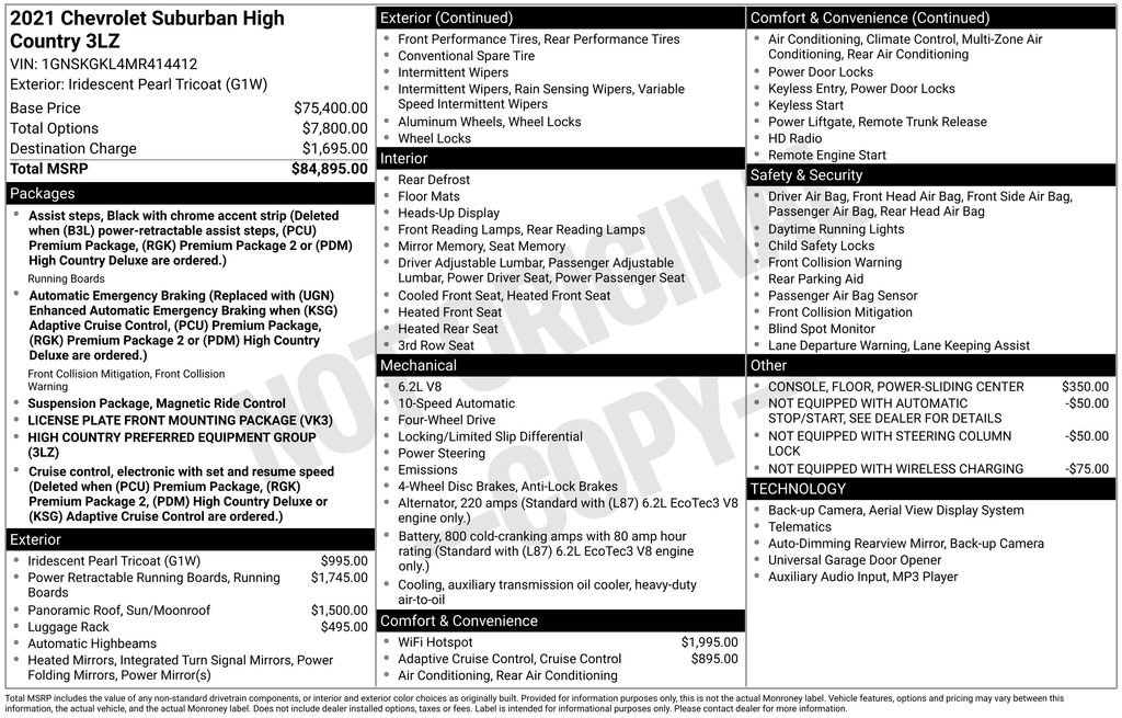Used 2021 Chevrolet Suburban High Country AWD/4WD image 2