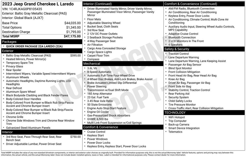 Used 2023 Jeep Grand Cherokee L Laredo AWD/4WD image 33