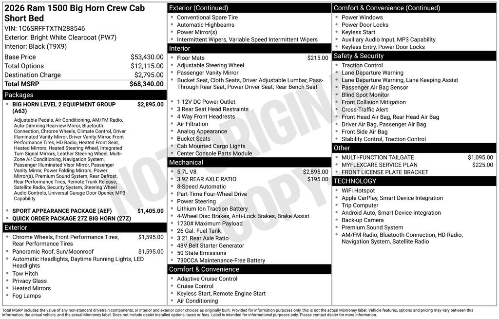 New 2026 RAM 1500 Big Horn AWD/4WD image 3