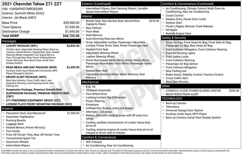 Used 2021 Chevrolet Tahoe Z71 w/ Luxury Package image 9