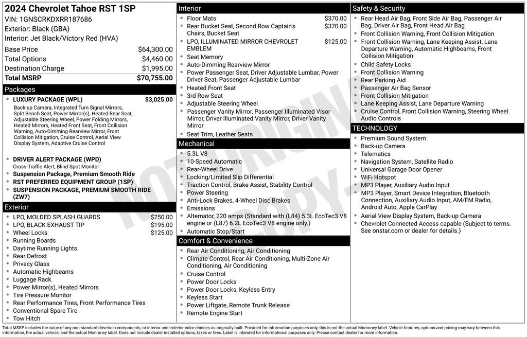 Used 2024 Chevrolet Tahoe RST w/ Luxury Package RWD image 4