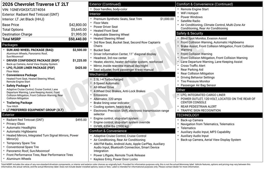 New 2026 Chevrolet Traverse LT w/ Sun and Wheel Package AWD/4WD image 24