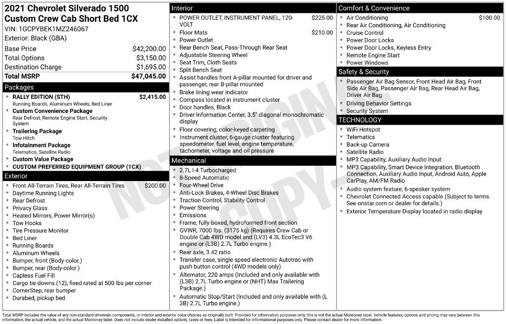 Used 2021 Chevrolet Silverado 1500 Custom w/ Rally Edition AWD/4WD image 4