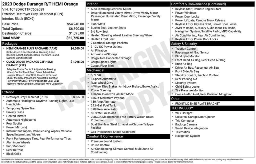 Used 2023 Dodge Durango R/T w/ Hemi Orange Plus Package RWD image 6