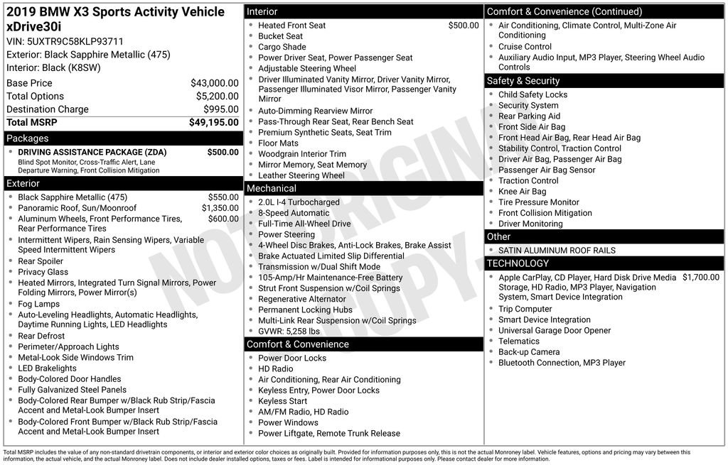 Used 2019 BMW X3 xDrive30i w/ Driving Assistance Package image 11