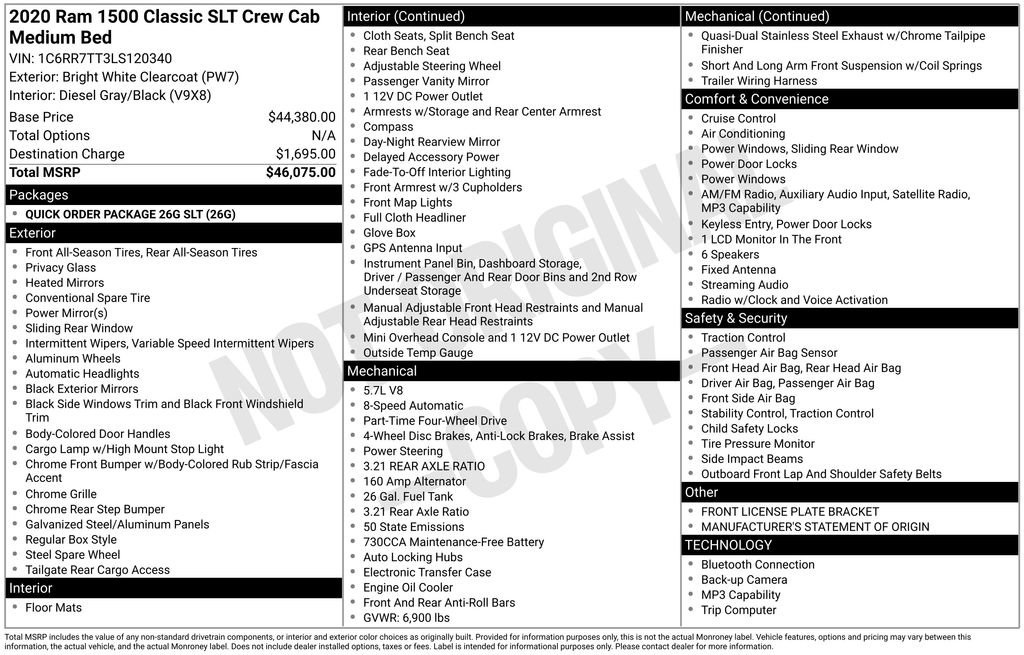 Used 2020 RAM 1500 Classic SLT AWD/4WD image 10