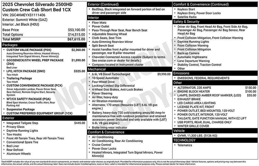 New 2025 Chevrolet Silverado 2500 Custom w/ Custom Value Package image 6