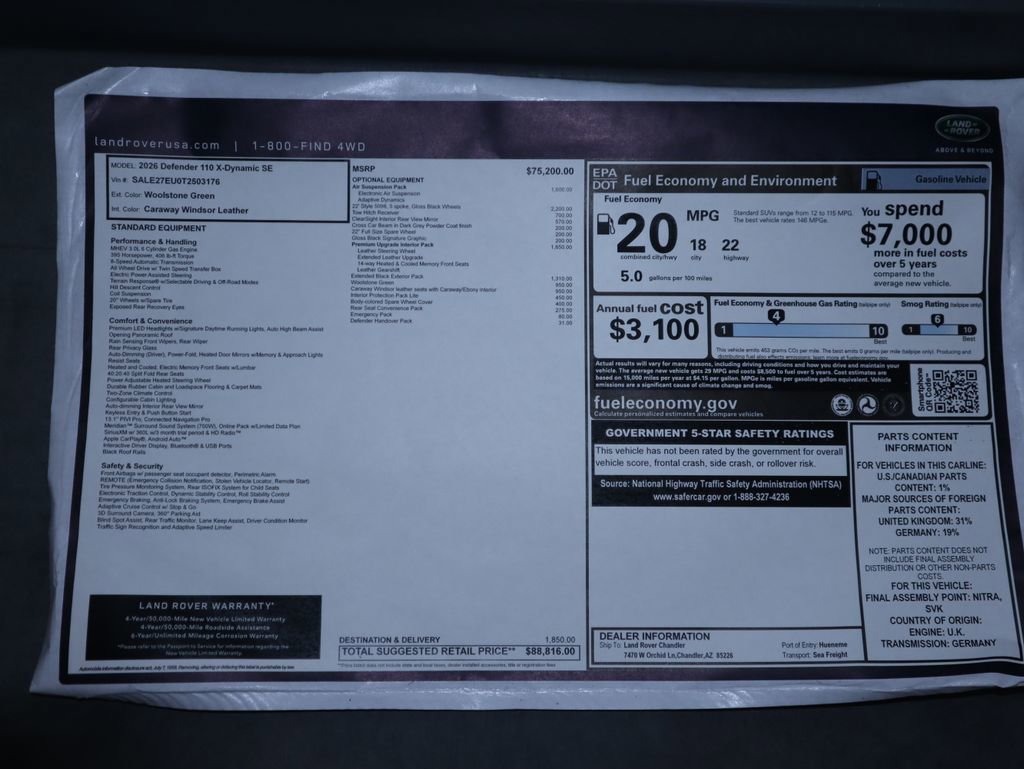 New 2026 Land Rover Defender 110 X-Dynamic SE image 9