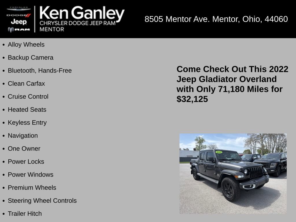 Used 2022 Jeep Gladiator Overland w/ Trailer Tow Package AWD/4WD image 5