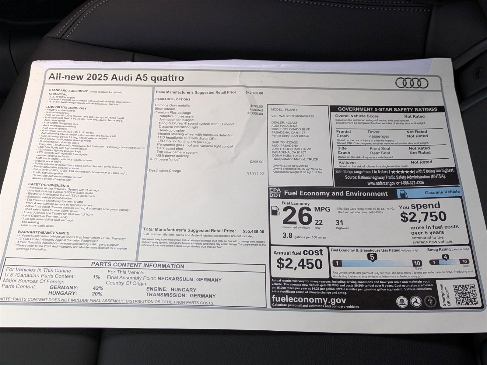 New 2025 Audi A5 2.0T Premium Plus image 18