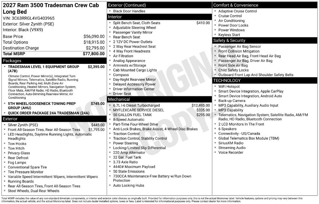 New 2027 RAM 3500 Tradesman AWD/4WD image 5