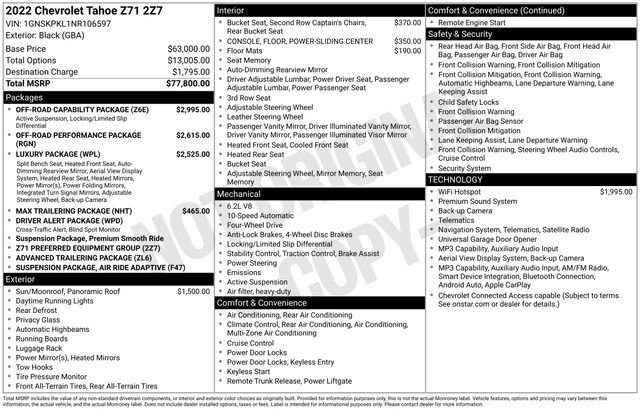 Used 2022 Chevrolet Tahoe Z71 w/ Off-Road Capability Package AWD/4WD image 10