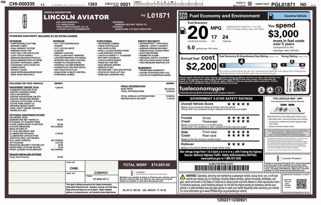 Used 2023 Lincoln Aviator Reserve w/ Equipment Group 201A AWD/4WD image 4