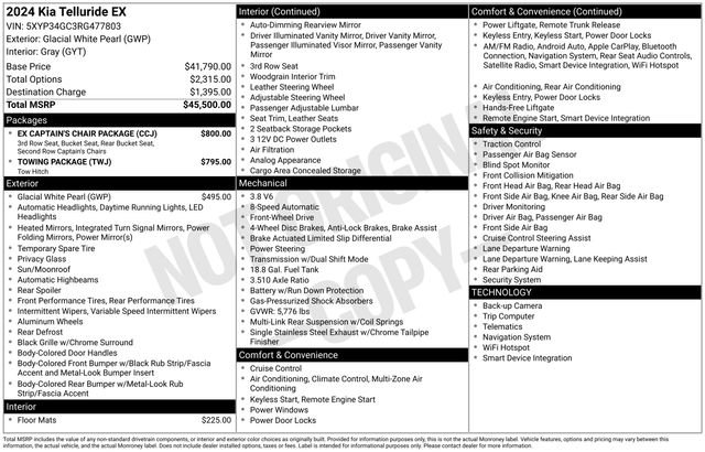 Certified 2024 Kia Telluride EX w/ EX Captain's Chair Package image 39