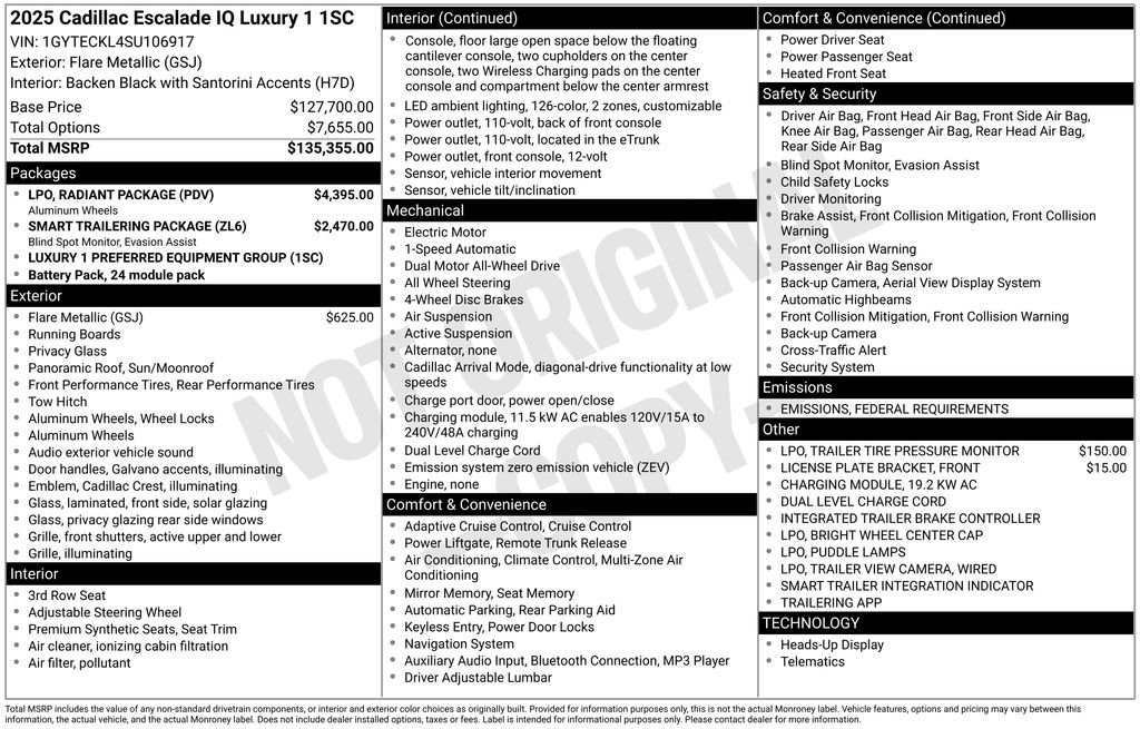 New 2025 Cadillac Escalade IQ Luxury 1 w/ LPO, Radiant Package image 4