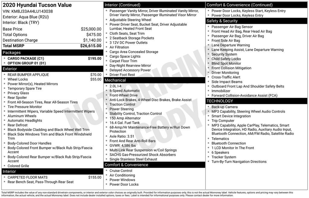 Used 2020 Hyundai Tucson Value w/ Cargo Package FWD image 4