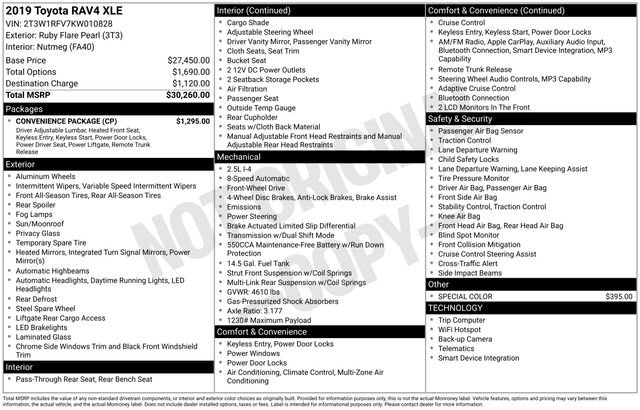 Used 2019 Toyota RAV4 XLE w/ Convenience Package FWD image 32
