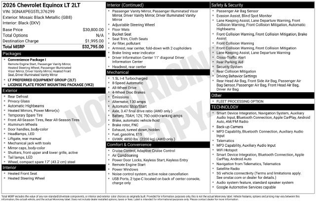 Used 2026 Chevrolet Equinox LT AWD/4WD image 4