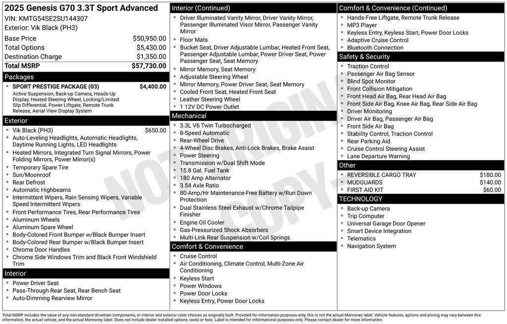 Used 2025 Genesis G70 3.3T Advanced w/ Sport Prestige Package image 5