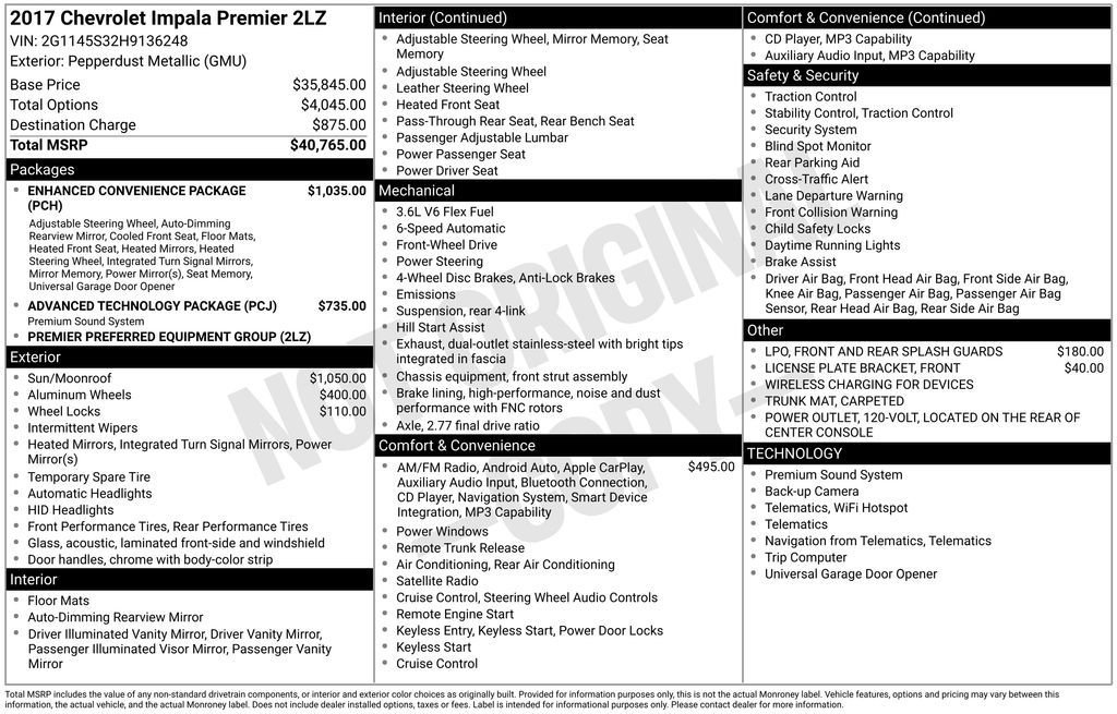 Used 2017 Chevrolet Impala Premier w/ Enhanced Convenience Package FWD image 25