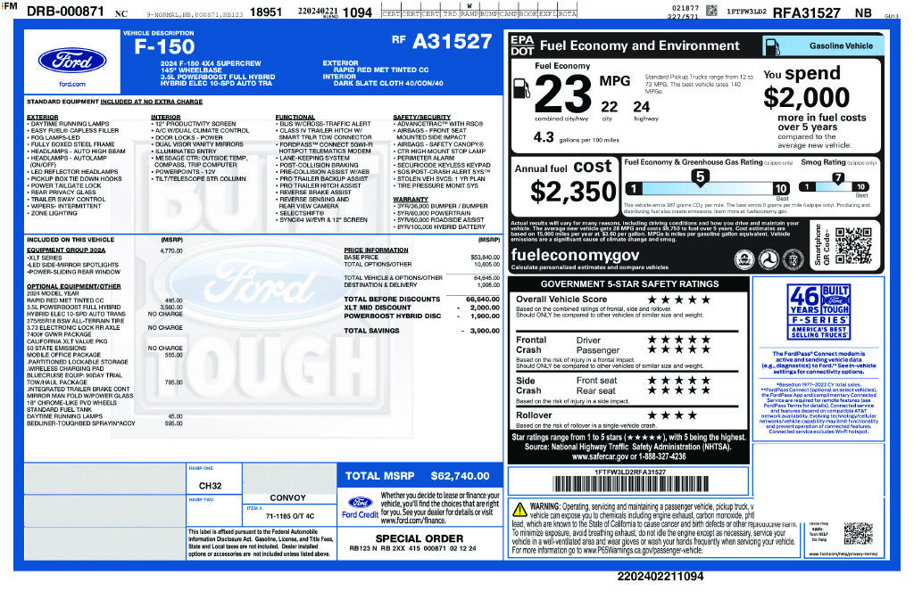 Certified 2024 Ford F150 XLT w/ Equipment Group 302A MID AWD/4WD image 39