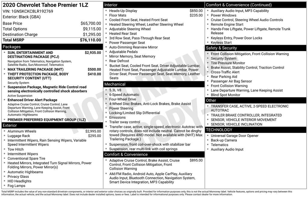 Used 2020 Chevrolet Tahoe Premier AWD/4WD image 3