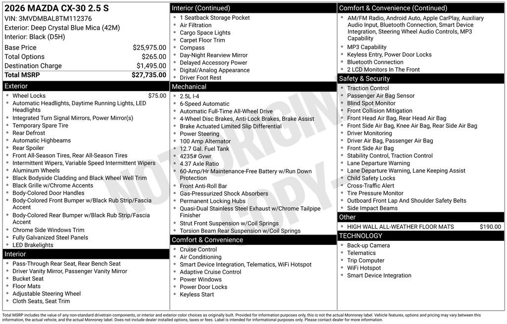 New 2026 MAZDA CX-30 AWD 2.5 S image 24