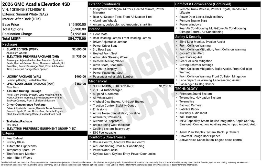 New 2026 GMC Acadia Elevation w/ Black Edition AWD/4WD image 35