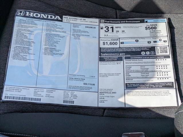 New 2026 Honda Accord SE image 17