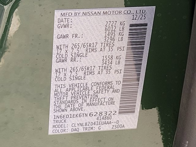 New 2026 Nissan Frontier SV w/ All-Weather Content Package image 11