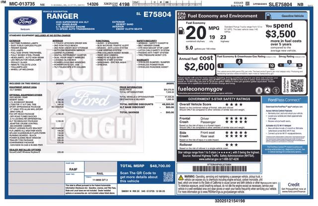 New 2025 Ford Ranger XLT w/ FX4 Off-Road Package AWD/4WD image 13