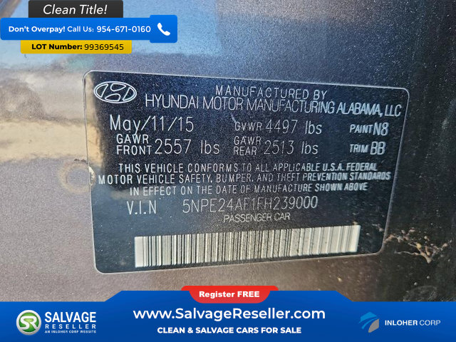 Used 2015 Hyundai Sonata SE w/ Option Group 09 image 16