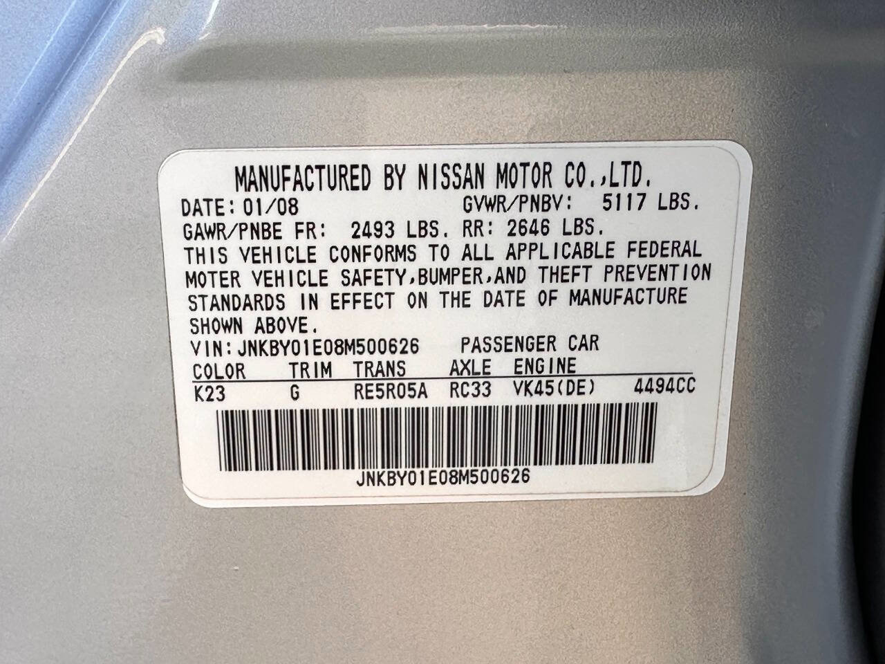 Used 2008 INFINITI M45 w/ Technology Pkg RWD image 10