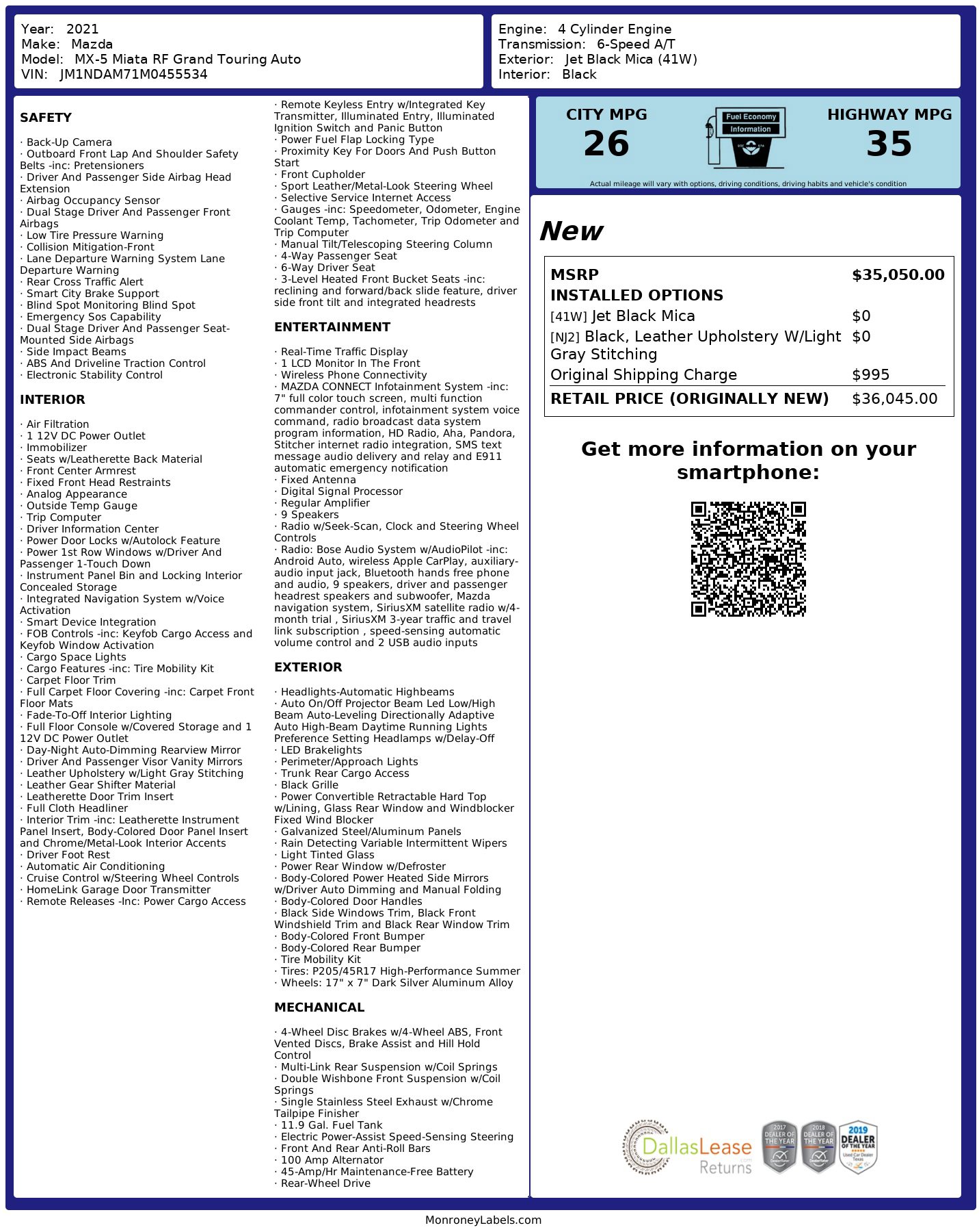 Used 2021 MAZDA MX-5 Miata RF Grand Touring image 3