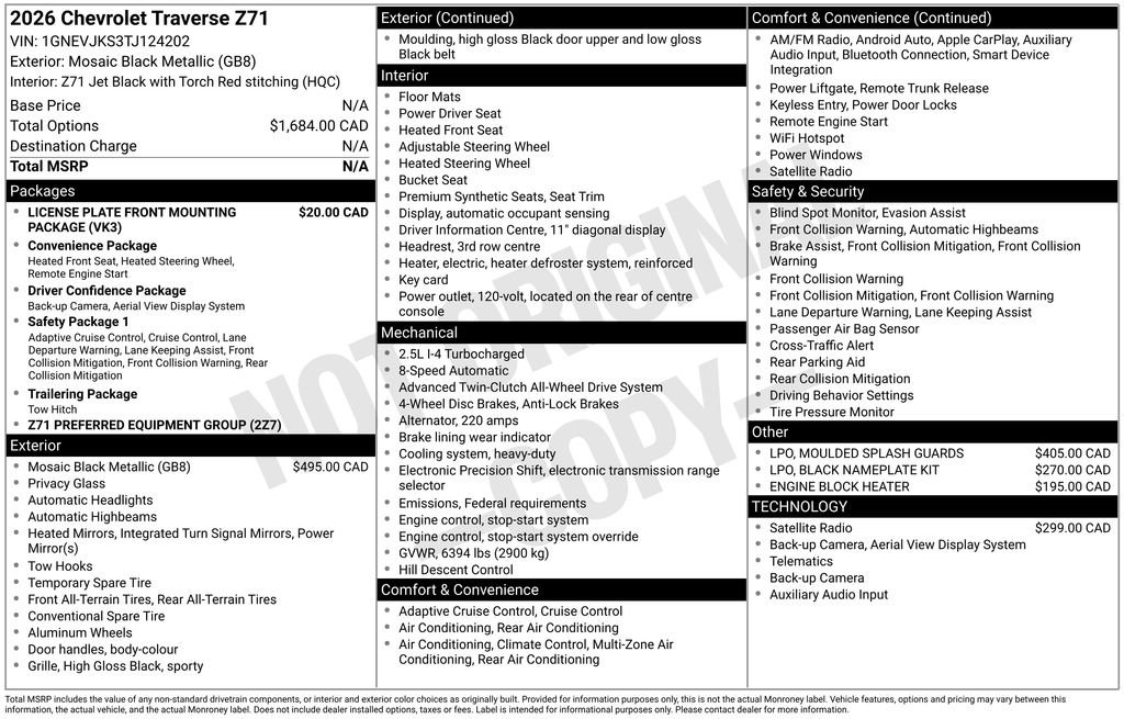 Used 2026 Chevrolet Traverse Z71 AWD/4WD image 12