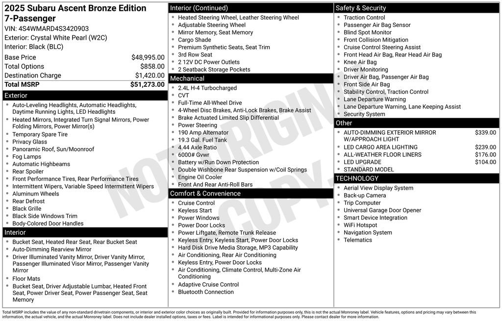 New 2025 Subaru Ascent Bronze Edition image 6