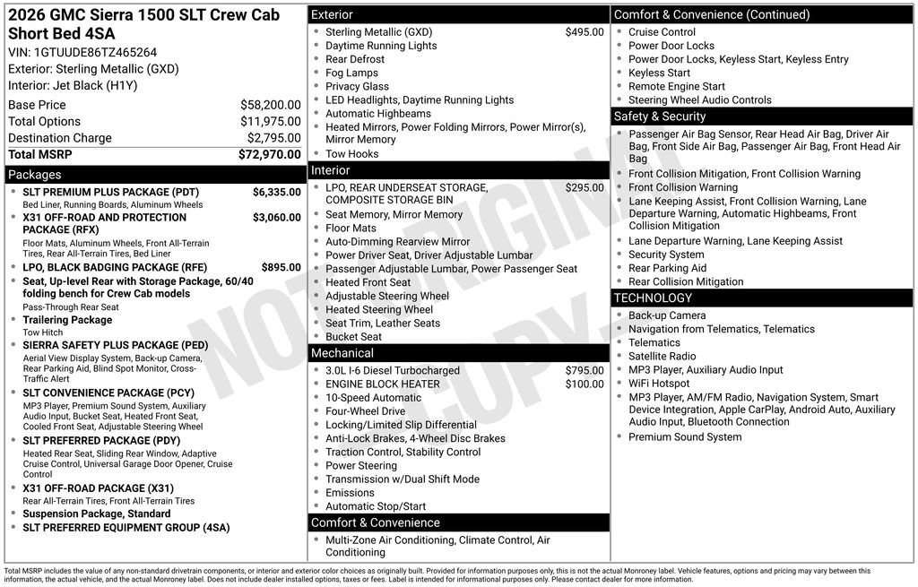 New 2026 GMC Sierra 1500 SLT w/ SLT Premium Plus Package