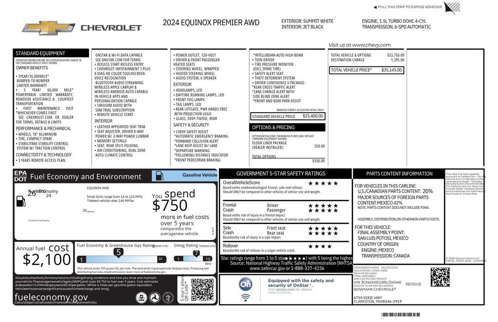 Used 2024 Chevrolet Equinox Premier w/ LPO, Floor Liner Package AWD/4WD image 10