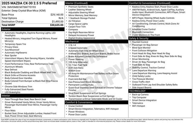 Used 2025 MAZDA CX-30 AWD 2.5 S w/ Preferred Package image 32
