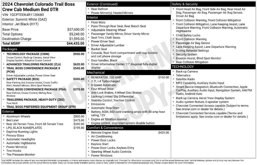 Used 2024 Chevrolet Colorado Trail Boss w/ Technology Package AWD/4WD image 5