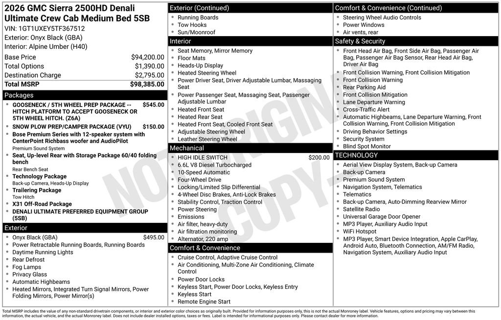 New 2026 GMC Sierra 2500 Denali Ultimate AWD/4WD image 2
