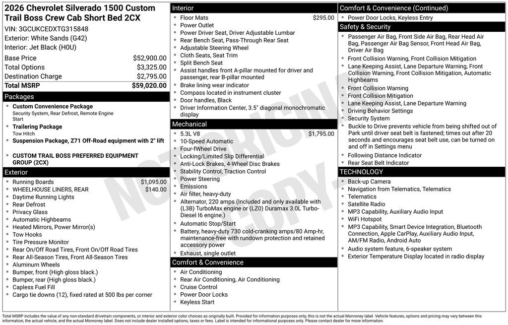 New 2026 Chevrolet Silverado 1500 Custom Trail Boss AWD/4WD image 8